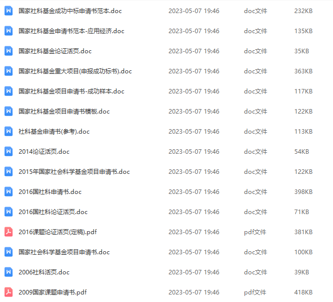 最新2023年，10万条国家社科基金立项清单和近100份申请书范本